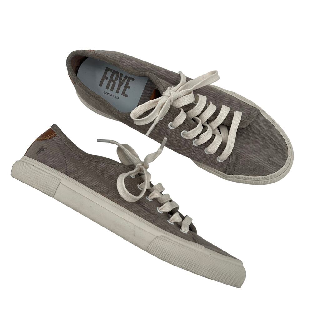 FRYE Gia Shoes Size 7 Women's Gray Canvas Lace Up Sneakers Low Top Casual Grey